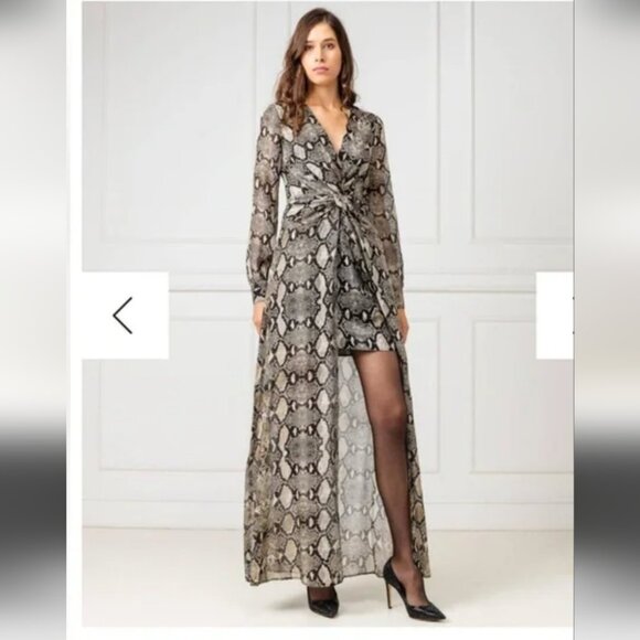 MARCIANO | Snake Skin Maxi Dress 100% Silk Sz LARGE - Picture 1 of 9